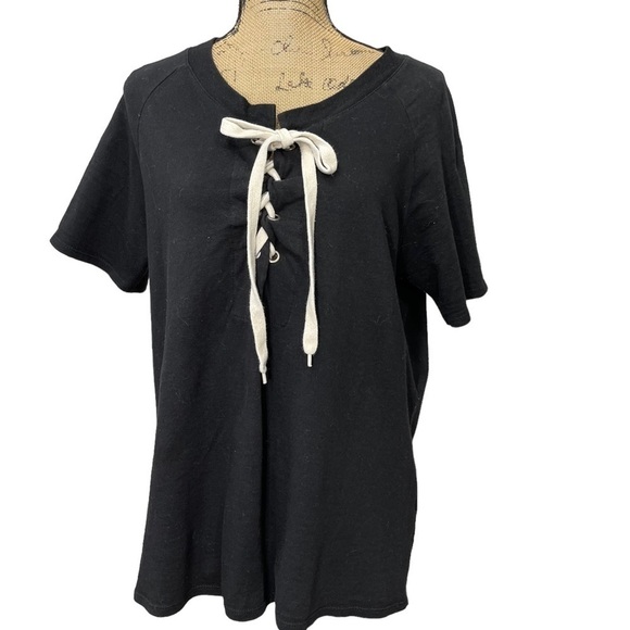 1.4.3 Story Black Lace Up Tunic Top Oversized Fit Size Medium - Picture 1 of 7